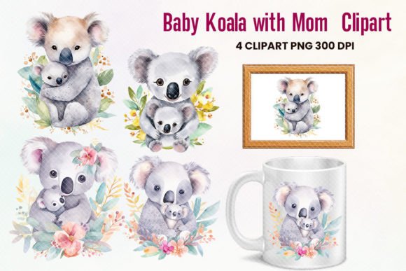 Download Baby Koala with Mom Watercolor Clipart - Clip Collection