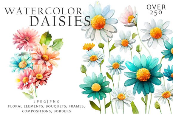Download Watercolor Daisies Flowers Clipart - Clip Collection