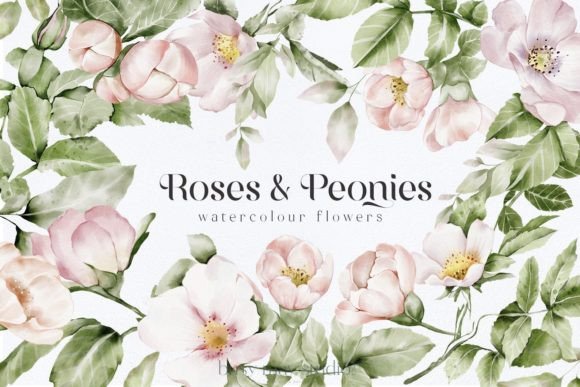 Download Watercolor Roses Peonies Clip Art PNG - Clip Collection
