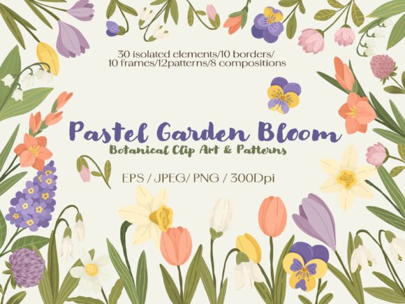 Download Pastel Garden Bloom:Clip Art &amp; Patterns - Clip Collection