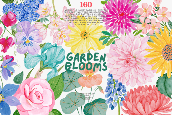 Download Watercolor Garden Flowers Clipart Set - Clip Collection