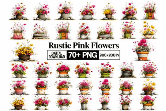 Download Rustic Pink Whimsical Floral Clipart - Clip Collection