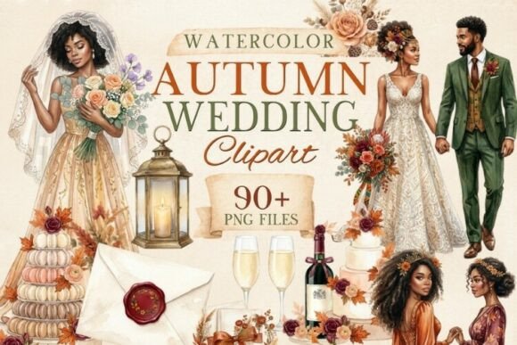 Download Black Autumn Wedding Clipart PNG Bundle - Clip Collection