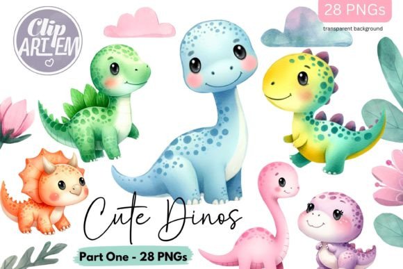 Download Dinosaurs 28 Bundle Clip Art Baby Dinos - Clip Collection
