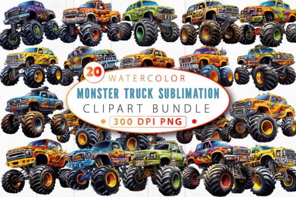 Download Monster Truck Sublimation Clipart Bundle - Clip Collection