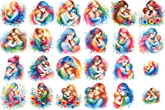 Download 22 Watercolor Mothers Day Clipart Bundle - Clip Collection