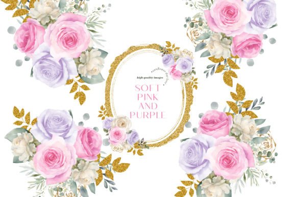 Download Soft Pink Gold Purple Flowers Clipart - Clip Collection