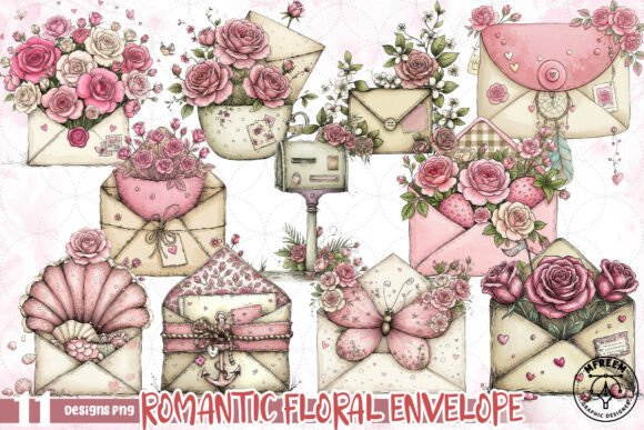 Download Romantic Floral Envelope Clipart PNG - Clip Collection
