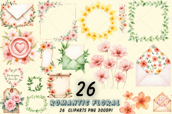 Download Romantic Floral Stationery Clipart PNG - Clip Collection