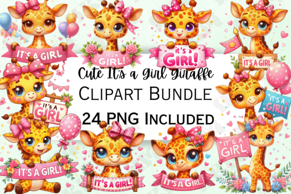 Download Cute It's a Girl Giraffe Clipart - Clip Collection
