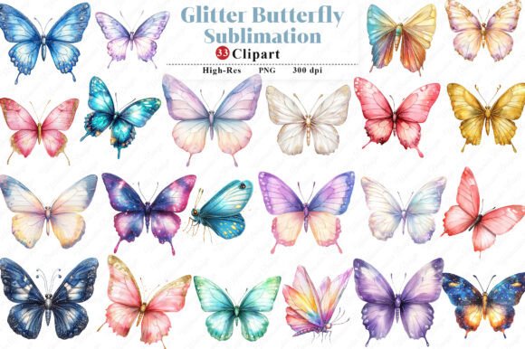 Download Glitter Butterfly Sublimation Clipart - Clip Collection