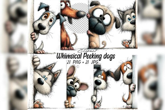 Download Whimsical Peeking Dog Clipart Set - Clip Collection