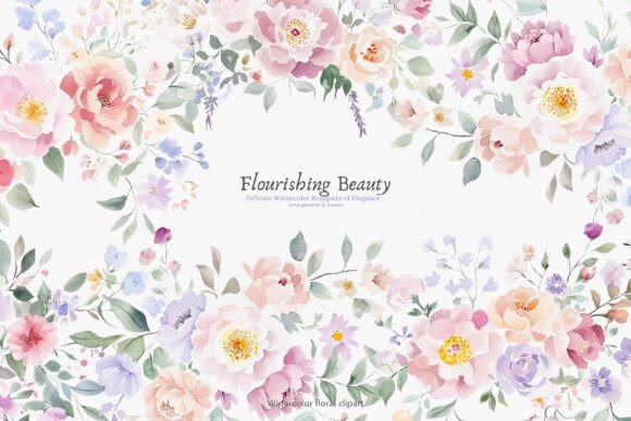 Download Watercolor Vintage Florals Clipart Set - Clip Collection
