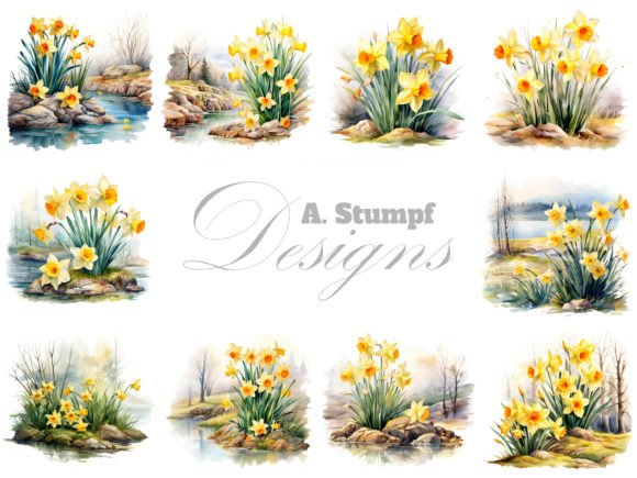 Download Daffodils Watercolor Clipart Images Set - Clip Collection