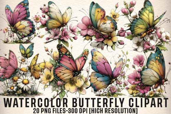 Download Watercolor Butterfly Clipart Bundle - Clip Collection