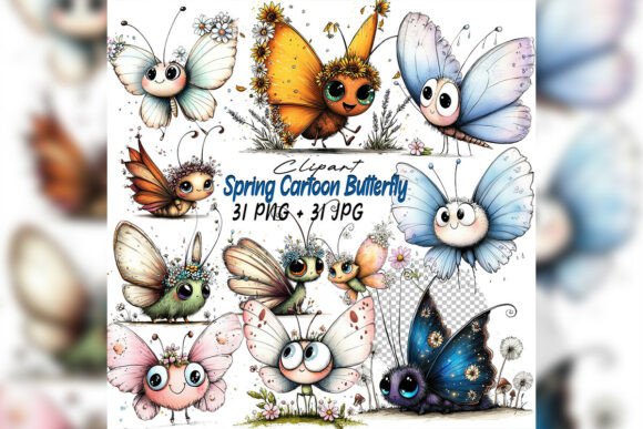 Download Whimsical Butterfly Flower Clipart Set - Clip Collection
