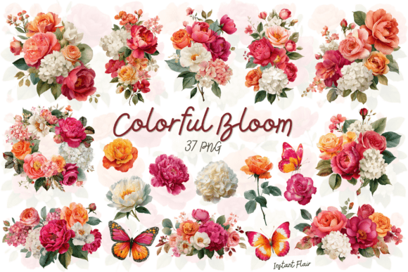 Download Colorful Bloom Floral Clipart Bundle - Clip Collection