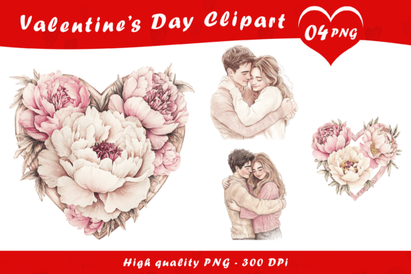 Download Romantic Floral Couple Heart Clipart PNG - Clip Collection