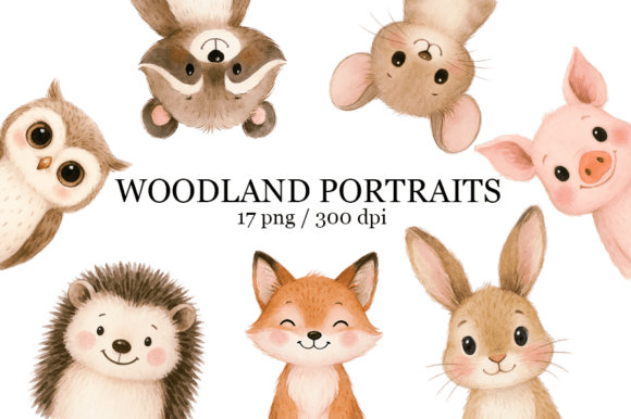 Download Cute Animal Portrait Watercolor Clipart - Clip Collection