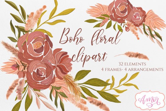 Download Boho Fall Floral Clipart Set - Clip Collection
