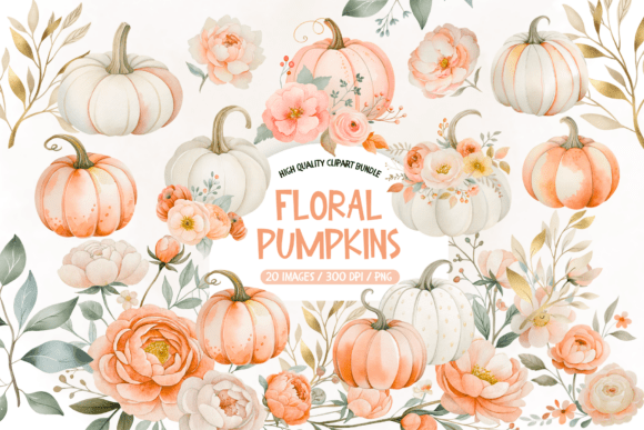 Download Blush Floral Pumpkins Clipart - Clip Collection