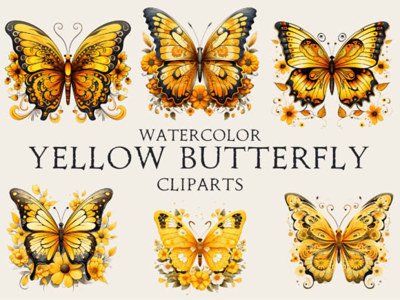 Download Watercolor Yellow Butterfly Cliparts - Clip Collection