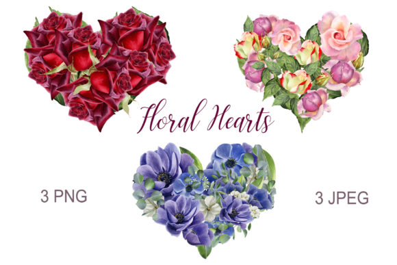 Download Floral Hearts. Watercolor Flower Clipart - Clip Collection