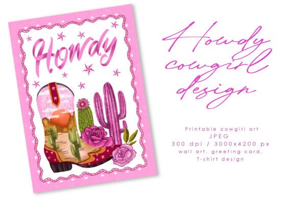 Download Howdy Soft Pink Feminine Western Art - Feminine Collection