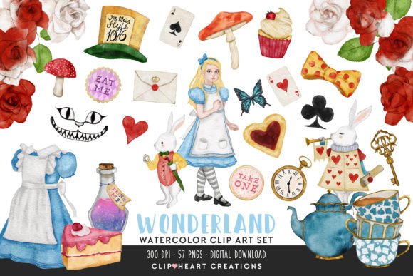 Download Alice in Wonderland Watercolour Clip Art - Clip Collection
