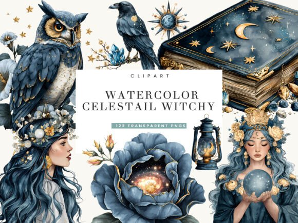Download Watercolor Celestial Witchy Clipart - Clip Collection