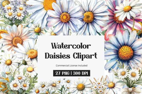 Download Watercolor Daisies Clipart - Clip Collection