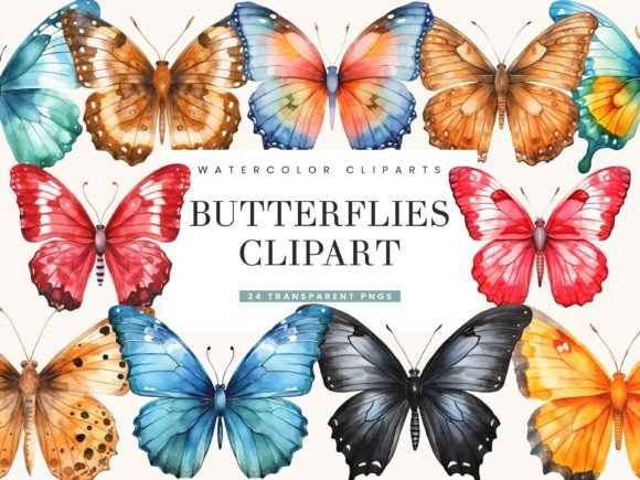 Download Watercolor Butterflies Clipart Bundle - Clip Collection
