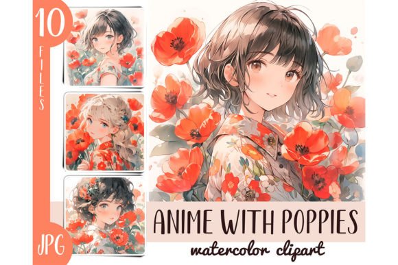 Download Watercolor Poppy Girl Anime Clipart - Clip Collection