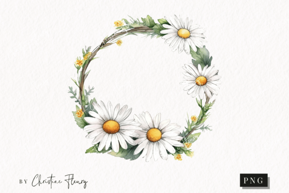 Download Watercolor Daisy Wreath Clipart - Clip Collection