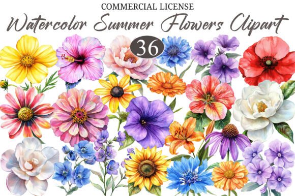 Download Whimsical Summer Flowers Clipart PNG - Clip Collection