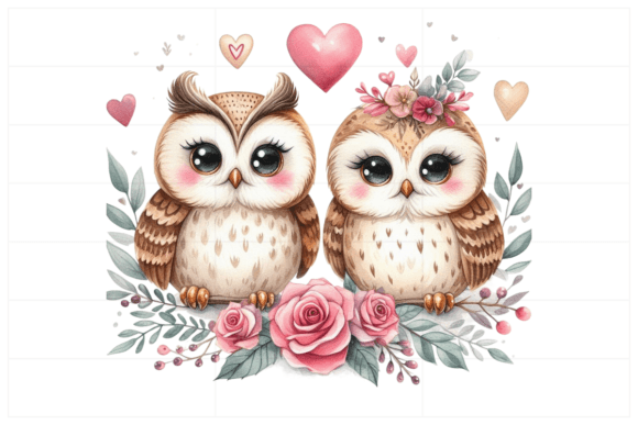 Download Watercolor Valentine Couple Owl Clipart - Clip Collection