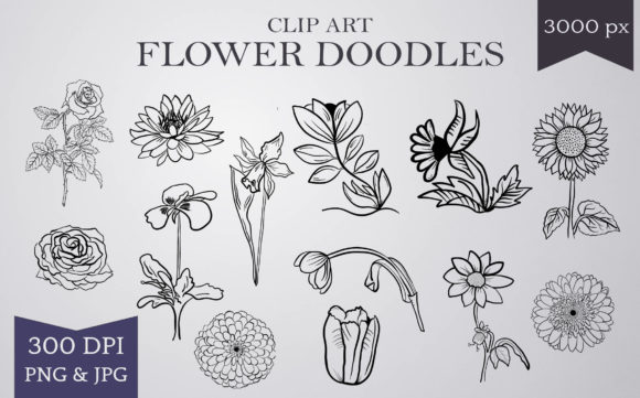 Download Detailed Floral Clip Art - Line Art - Clip Collection