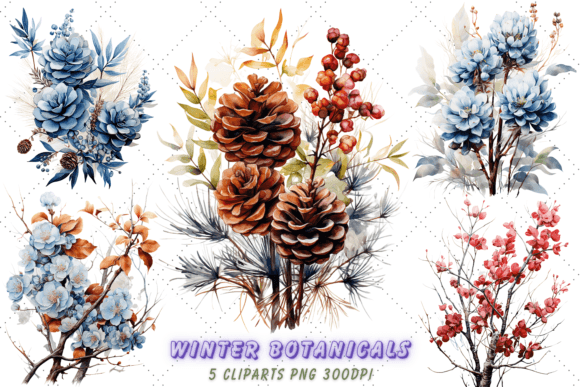 Download Watercolor Botanicals Clipart | Winter - Clip Collection