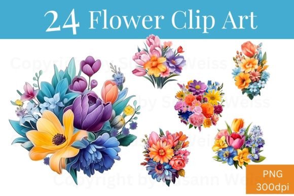 Download 24 Digital Flower Clip Art Set 704 - Clip Collection