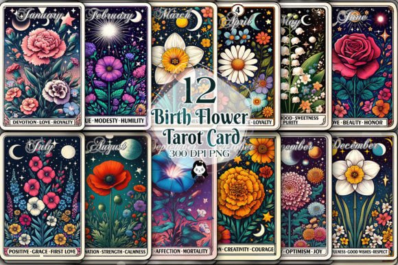 Download Birth Month Flower Tarot Card Clipart - Clip Collection
