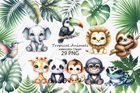 Download Tropical Animals Watercolor Clipart - Clip Collection