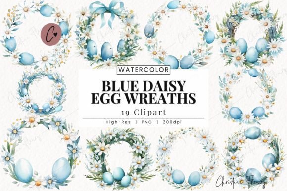 Download Blue Daisy Egg Wreath Clipart, Easter - Clip Collection