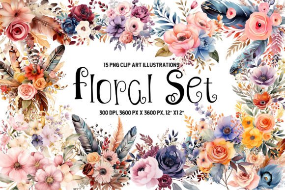 Download Watercolor Floral Set Clip Art PNG - Clip Collection