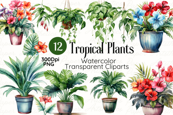 Download Watercolor Tropical Plants Cliparts - Clip Collection