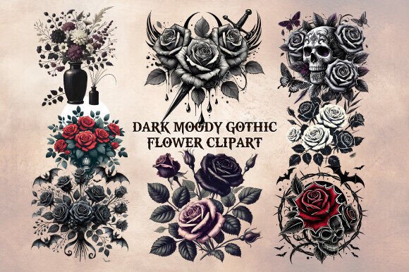 Download Dark Moody Gothic Flower Clipart - Clip Collection