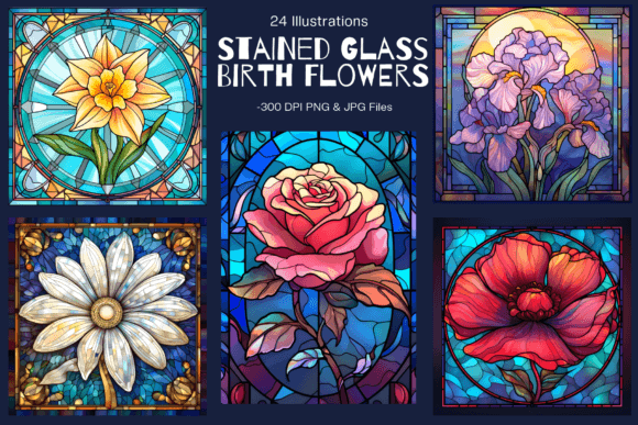 Download Stained Glass Birth Flower Clipart - Clip Collection