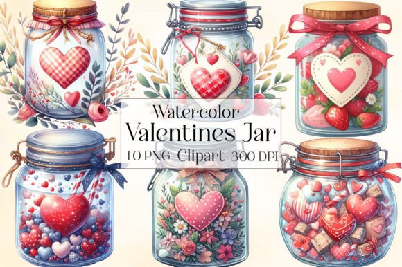 Download Watercolor Valentines Jar Clipart - Clip Collection
