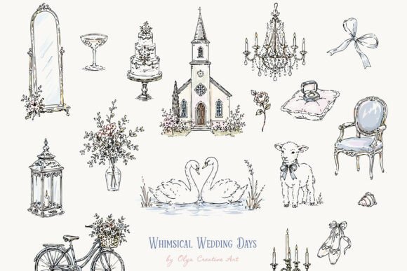 Download Whimsical Vintage Wedding Clipart 2 - Clip Collection