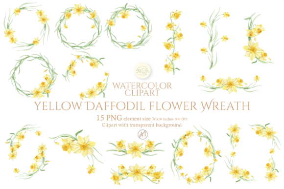 Download Yellow Daffodil Wreath Clipart Set - Clip Collection