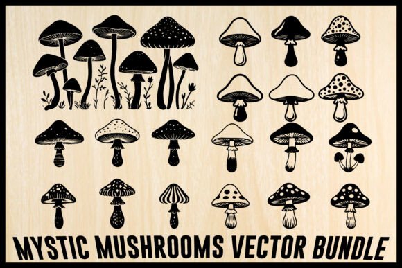 Download Mystic Mushrooms Clipart Set - Clip Collection